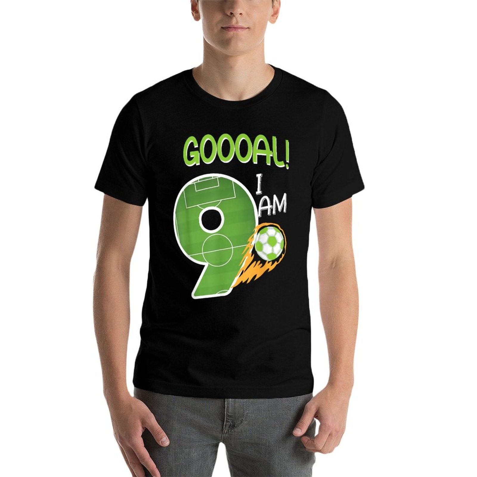 Soccer I'm 9 Years Old Boy Birthday  Fade-proof Color T-Shirt