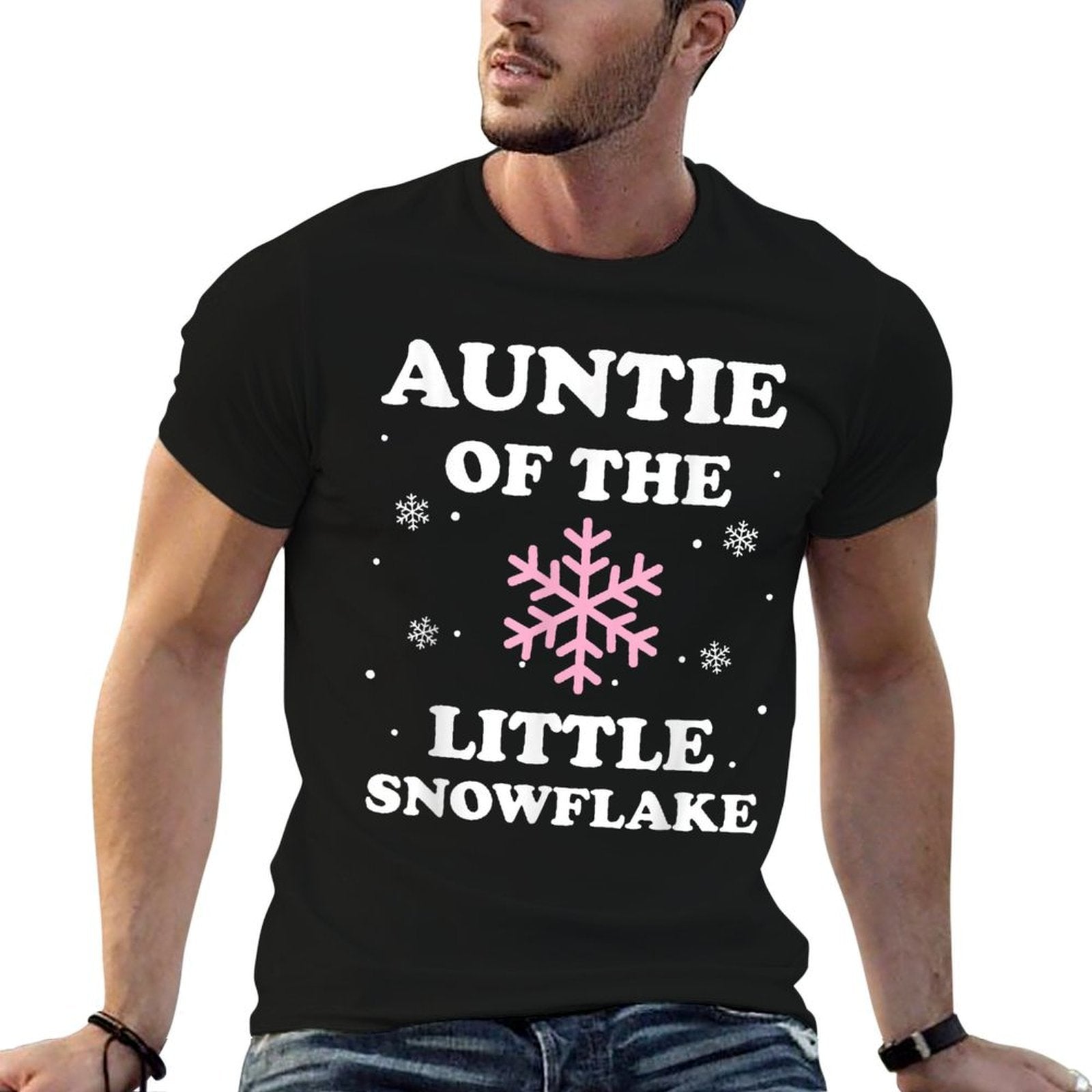 Auntie of The Little Snowflake Christmas Baby Shower Girl  High-quality Stitching T-Shirt