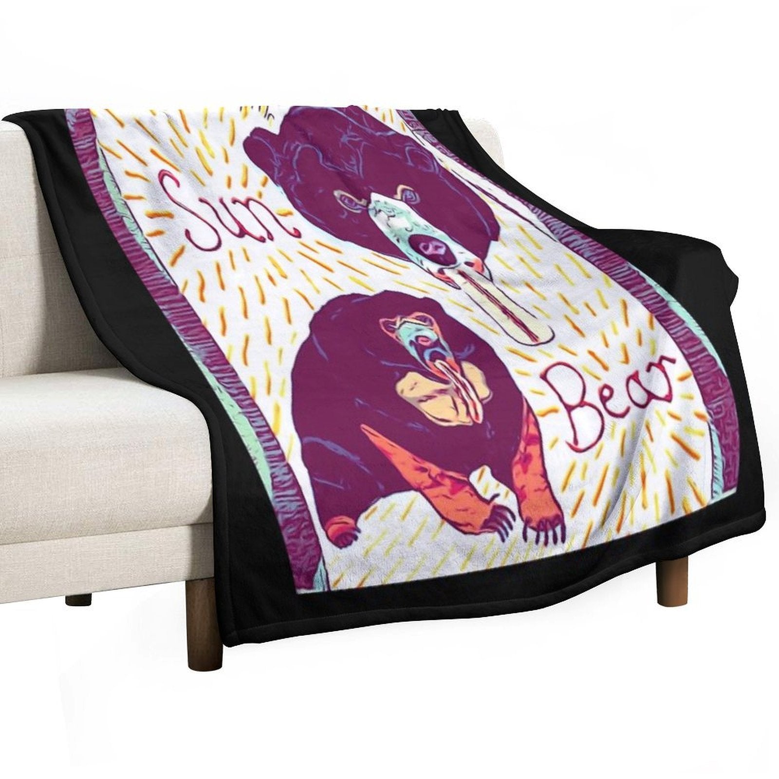 Black And Tan Sun Bear Felt Work Versatility Throw Blanket