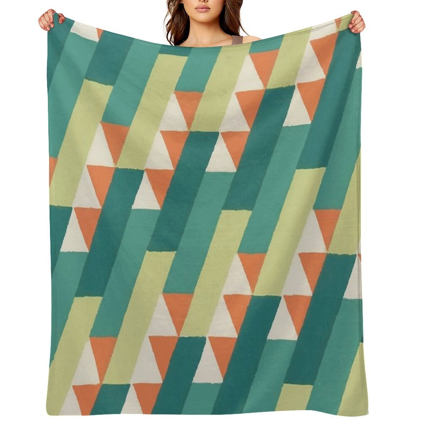 Diagonal Geometric Pattern – Vibrant Retro Style Shrink-resistant Throw Blanket