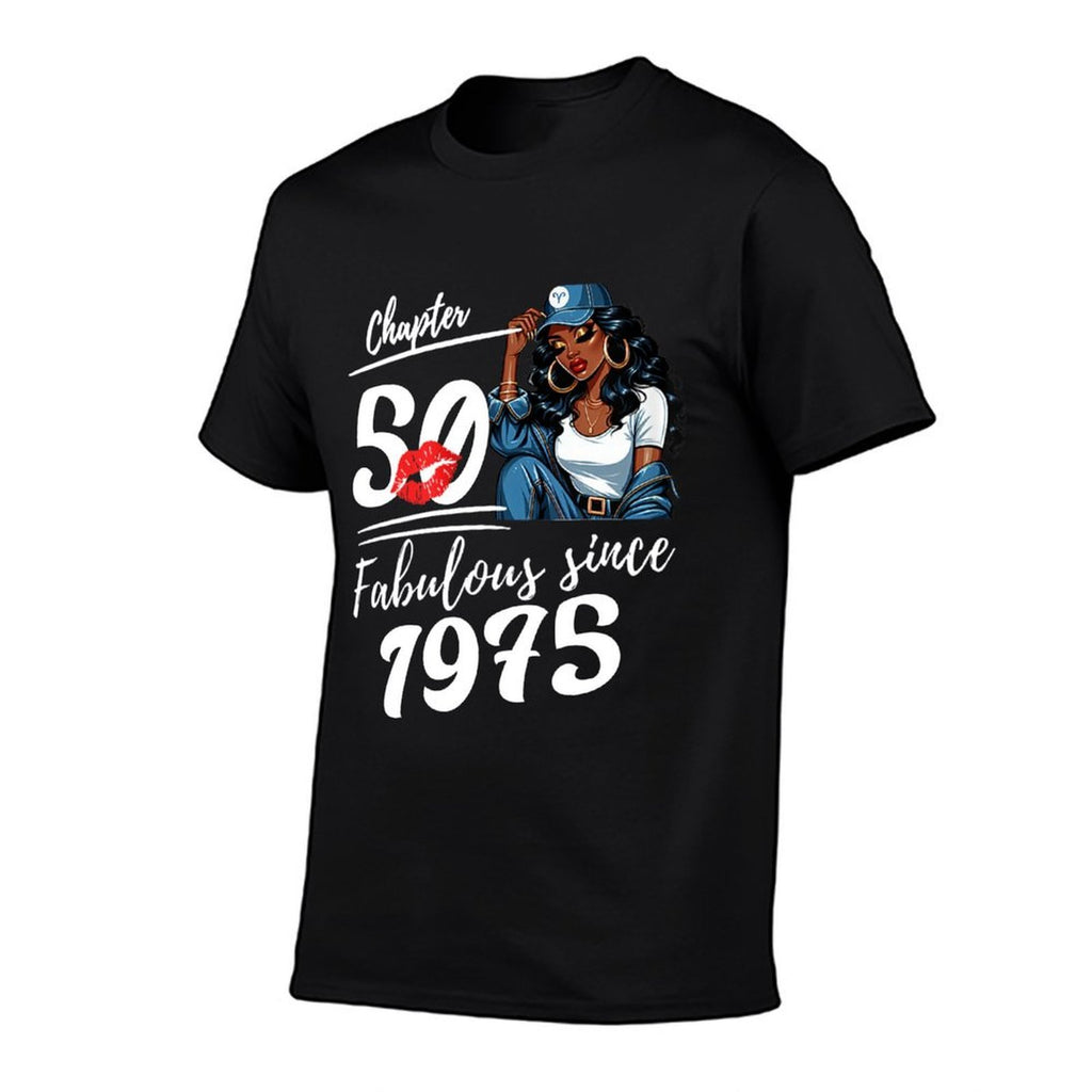 Chapter 50 Fabulous Since 1975 50th Birthday Women Melanin  Eco-friendly Material T-Shirt