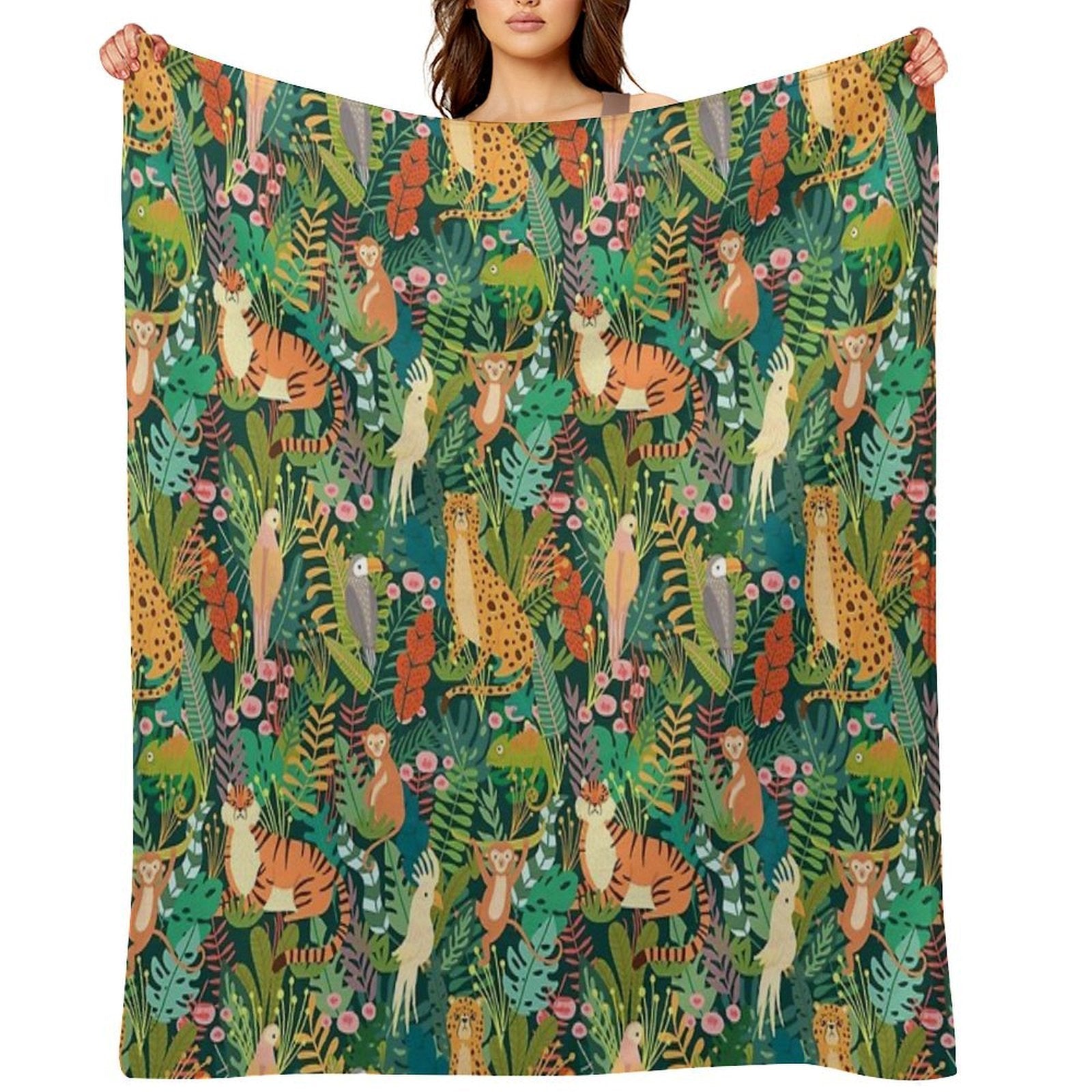Tropical Jungle Print - For A Nature Lover, Tropical Jungle Decorating Print. Eco-conscious Throw Blanket