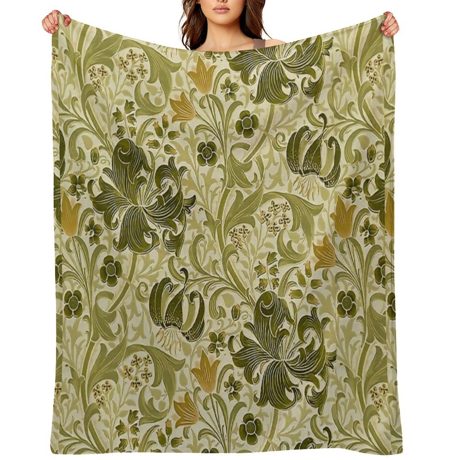 William Morris - Honeysucklea 'No,02. Lightweight Throw Blanket