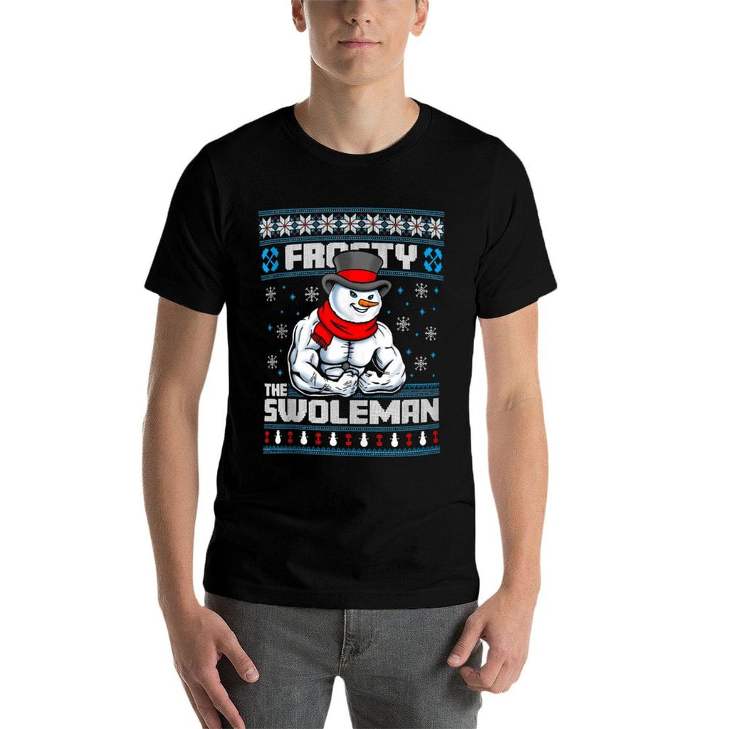 Frosty Swoleman Funny Christmas Workout Gym Weight Lifting  Moisture-wicking T-Shirt