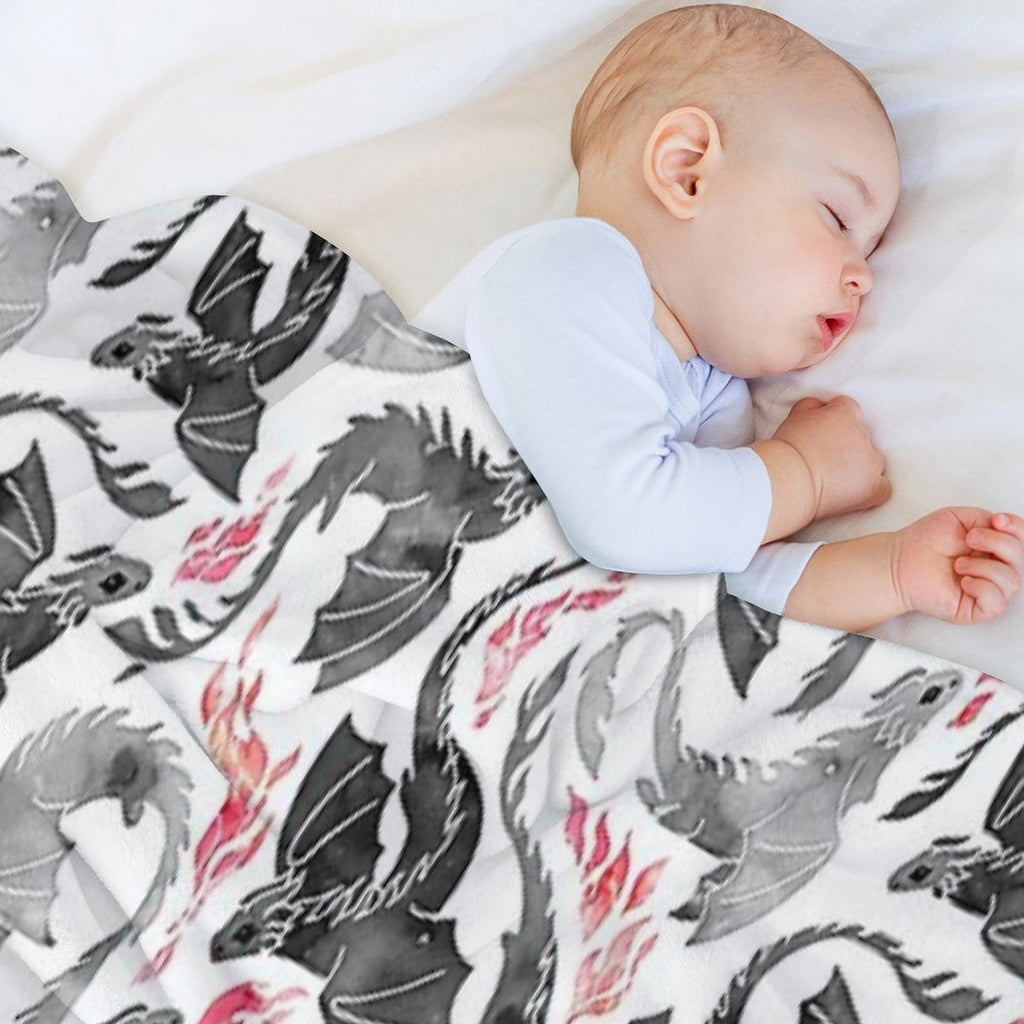 Dragon Fire Greys & Blacks Sustainable Throw Blanket