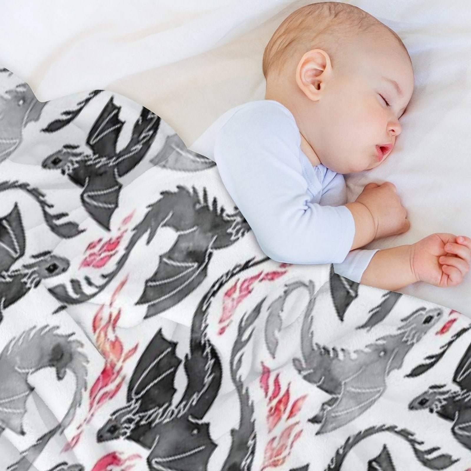 Dragon Fire Greys & Blacks Sustainable Throw Blanket