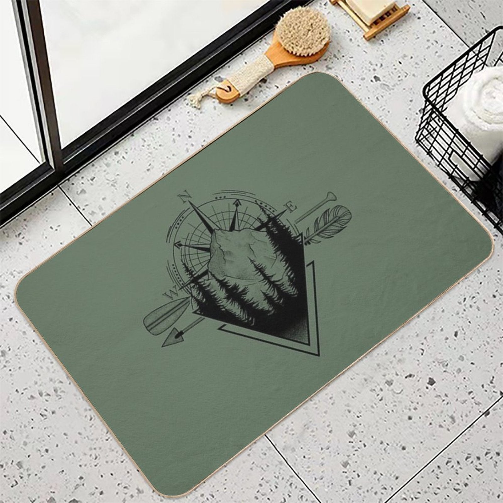 Nature Mountain Compass Geometric Graphics Shirt  Eco-Friendly Bath Mat