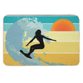 Sorry, I Can't, I Have A Board Meeting, Surfer Girl Silhouette at Sunset  Easy Maintenance Bath Mat