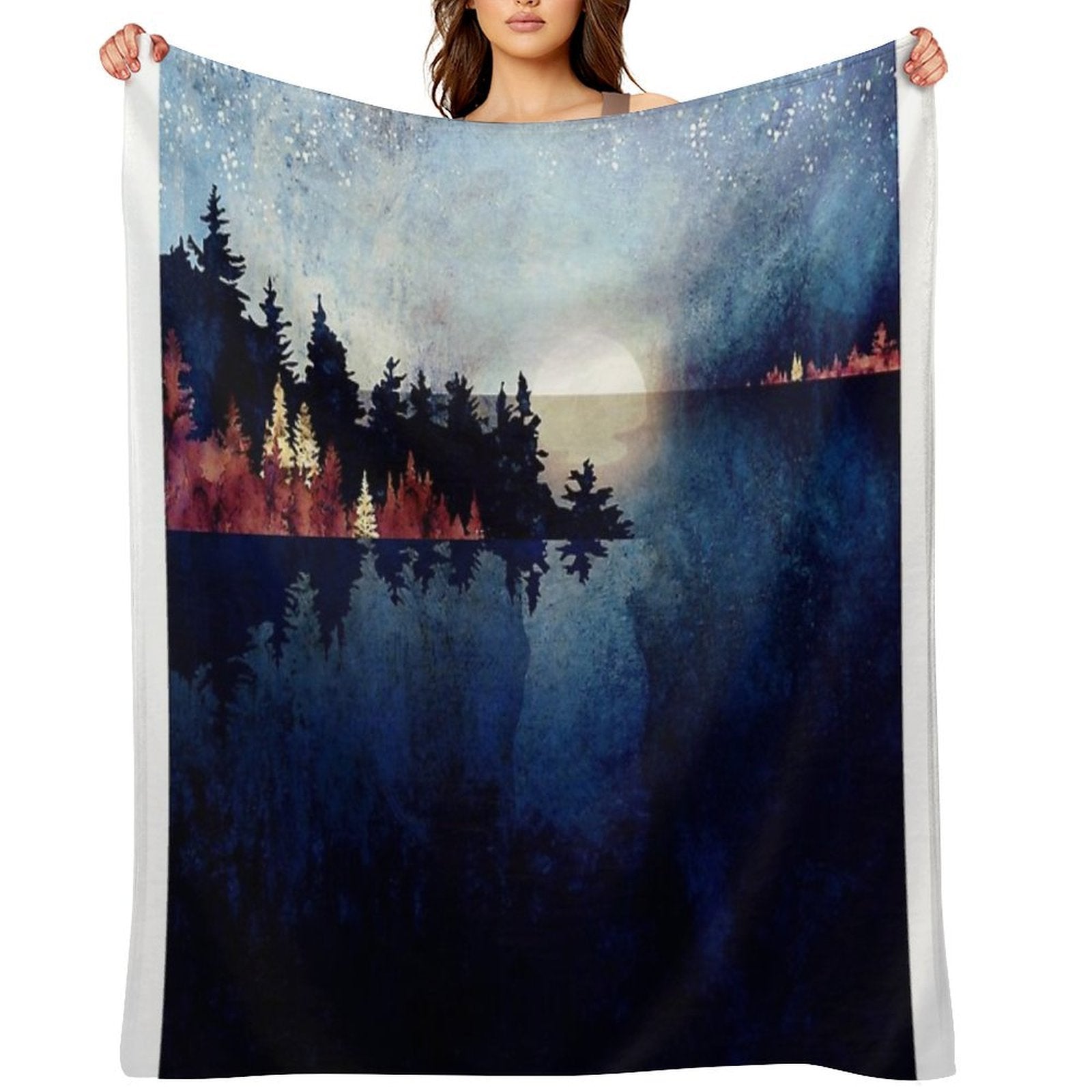 Autumn Moon Reflection Eco-conscious Throw Blanket
