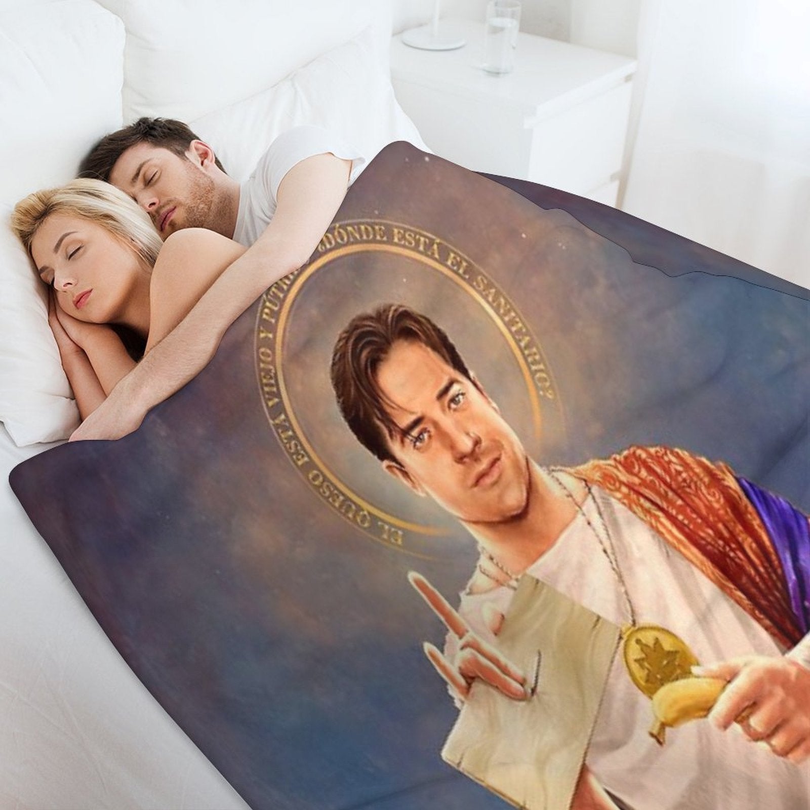 Saint Brendan of Fraser, Brendan Fraser Original Religious Painting Premium Throw Blanket