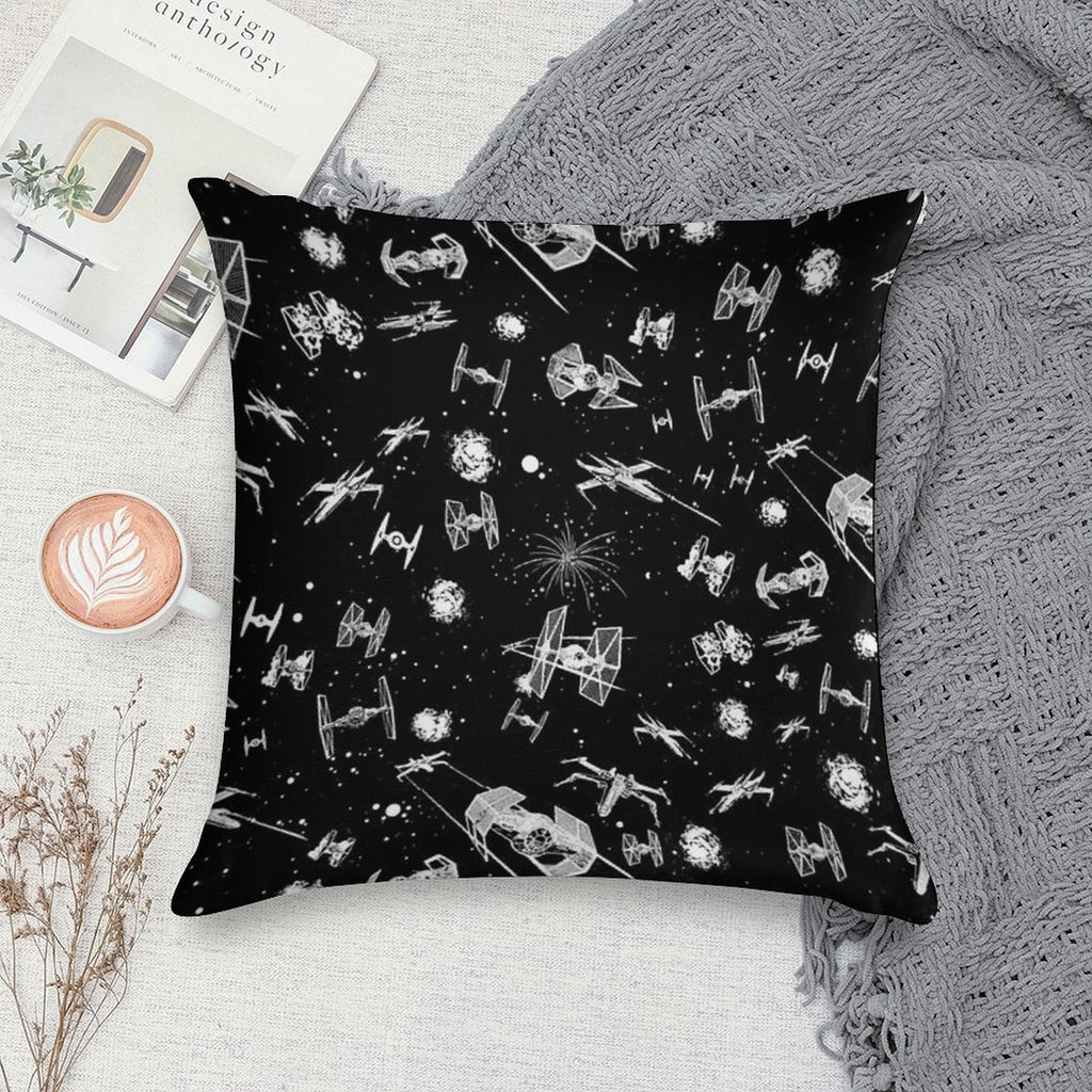 Space Ship Battle Soft Shrink-Resistant Throw Pillow