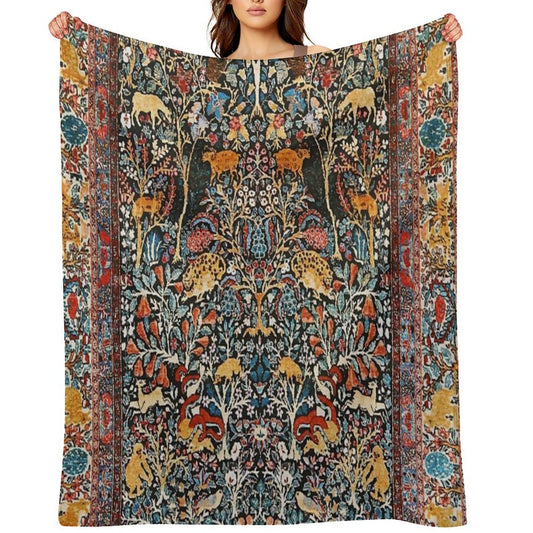 Antique Persian Carpet Print Premium Throw Blanket