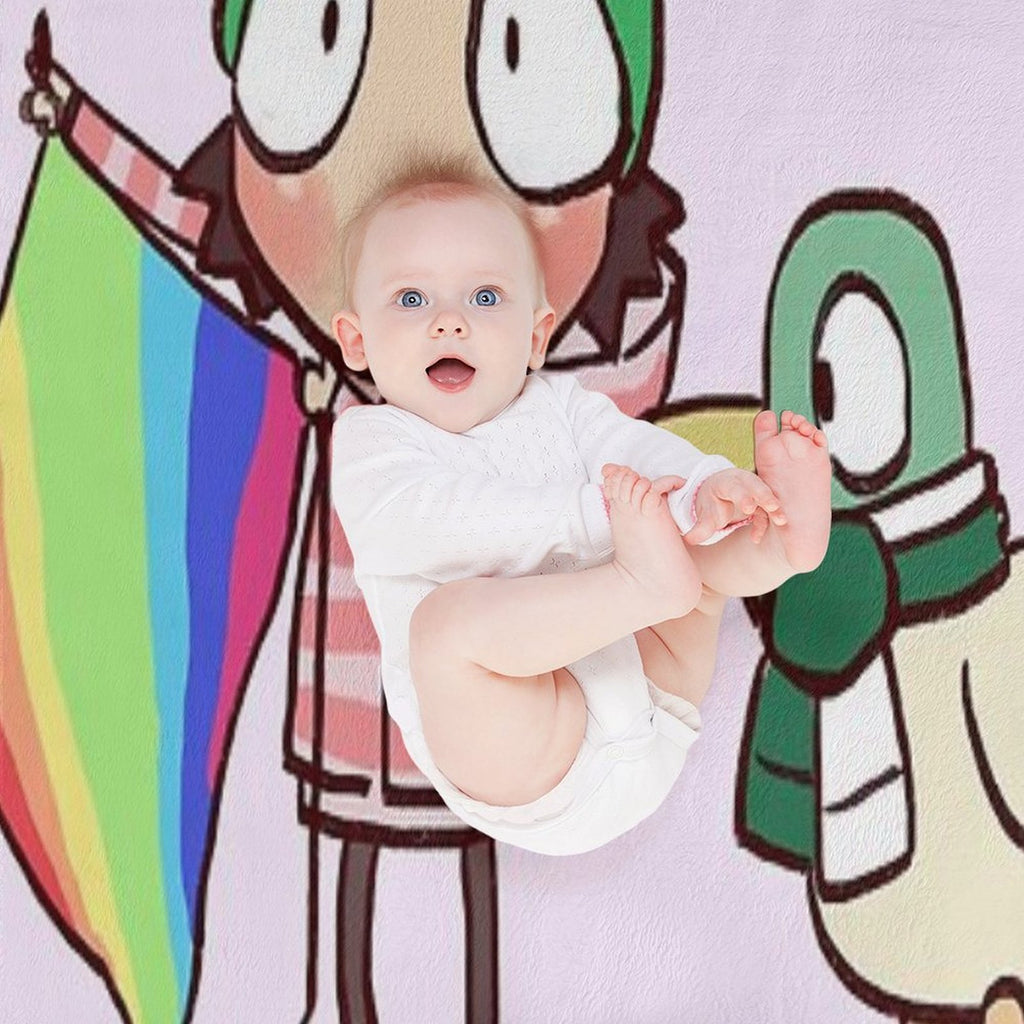 I Draw Sarah And Duck And Rainbow Kite from Kite Flight  Sarah And Duck Wrinkle-free Throw Blanket