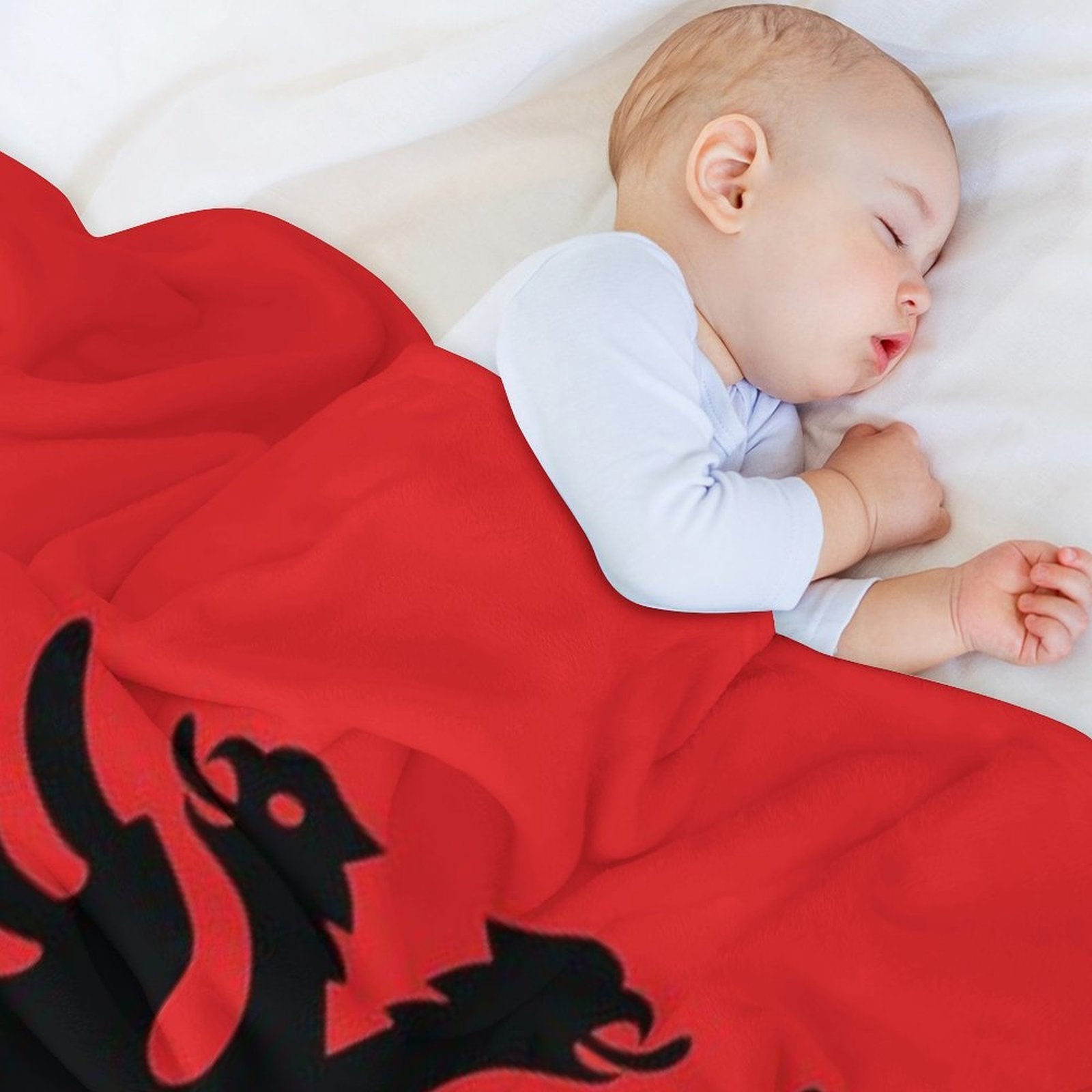 Albanian Flag Eco-conscious Throw Blanket