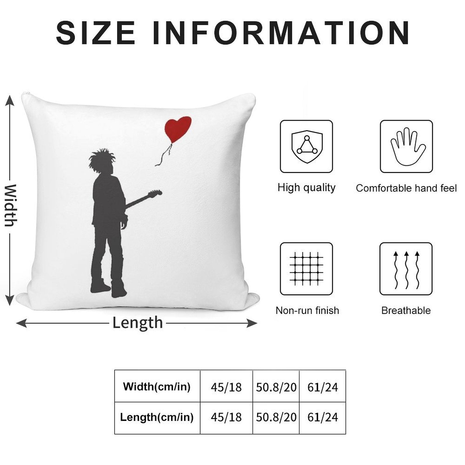 ROBERT THE CURE SMITH X BANKSY Soft Durable Construction Throw Pillow