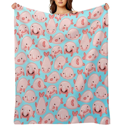 Blobfish Pattern Lightweight Throw Blanket