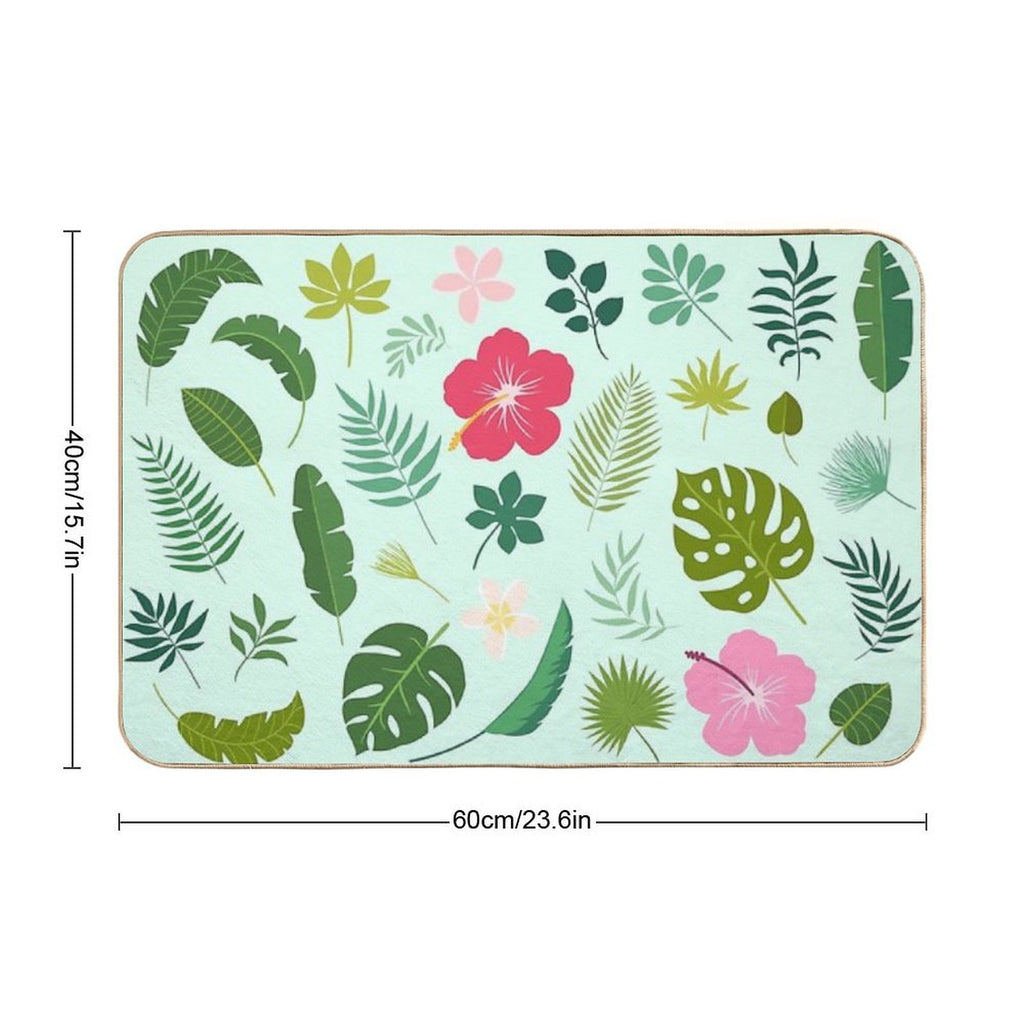 Tropical Nature Monstera Botanical Jungle Illustration Pillow Durable Bath Mat