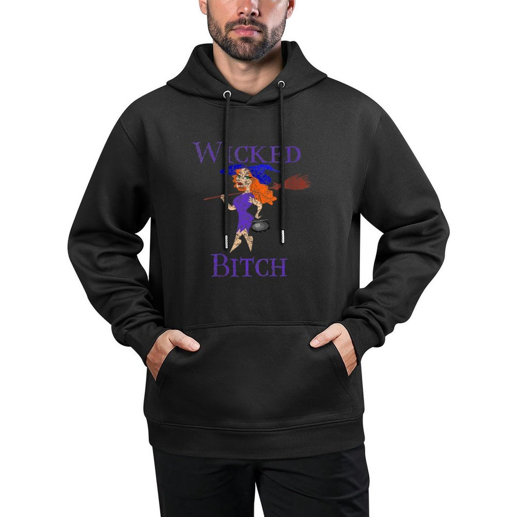 Womens Wicked Bitch Halloween V-Neck Shrink-Resistant Hoodie