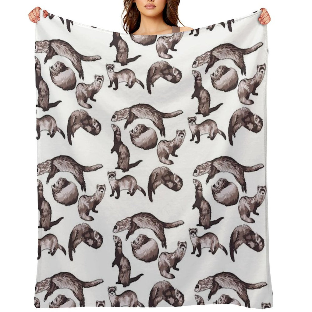 Ferrets Wrinkle-free Throw Blanket