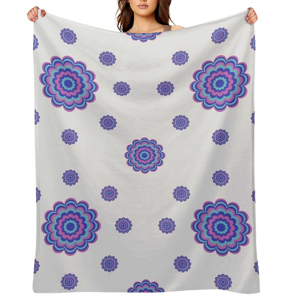 Psychedelic Floral Mandala Pattern Velvety-soft Throw Blanket