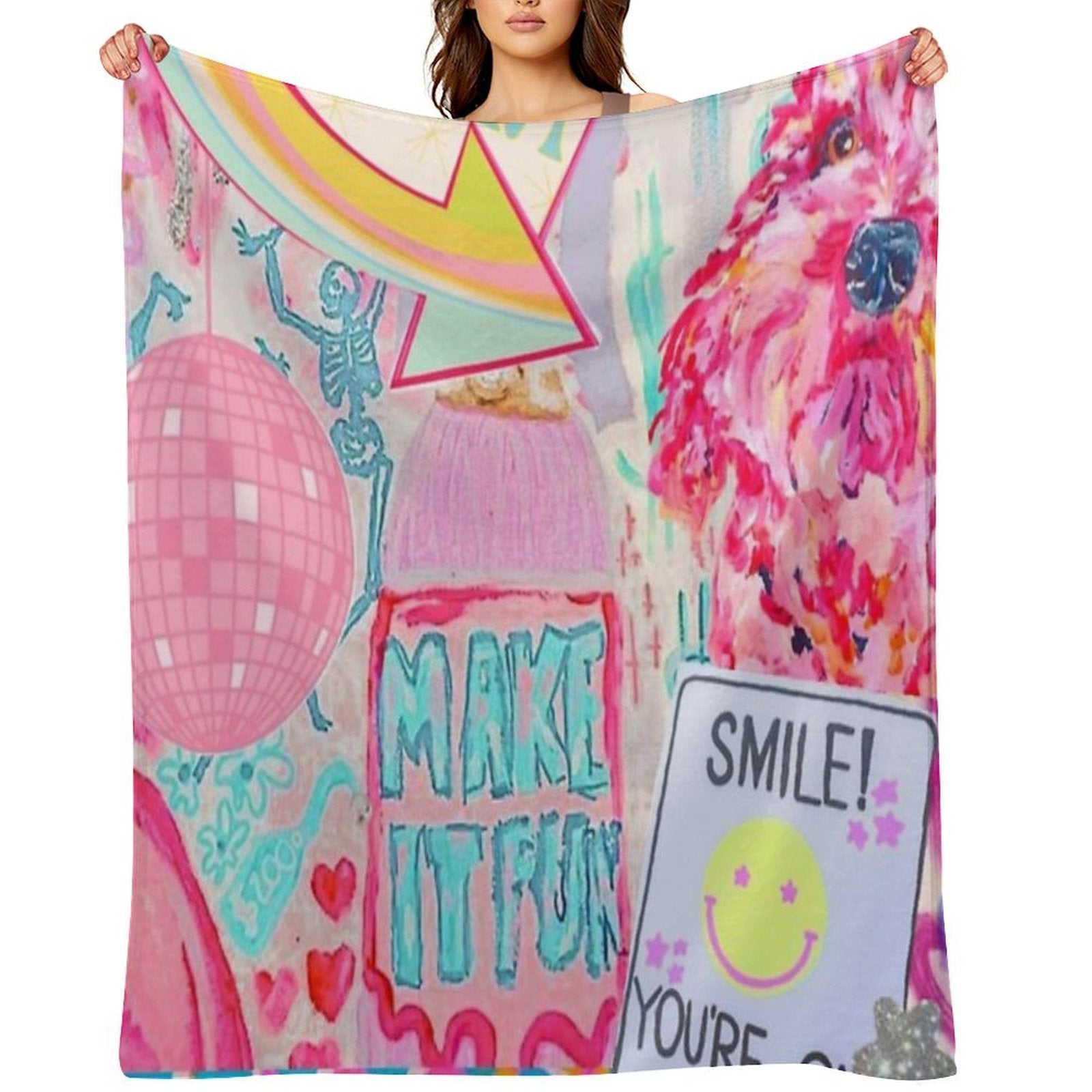 Preppy Pink Collage Velvety-soft Throw Blanket