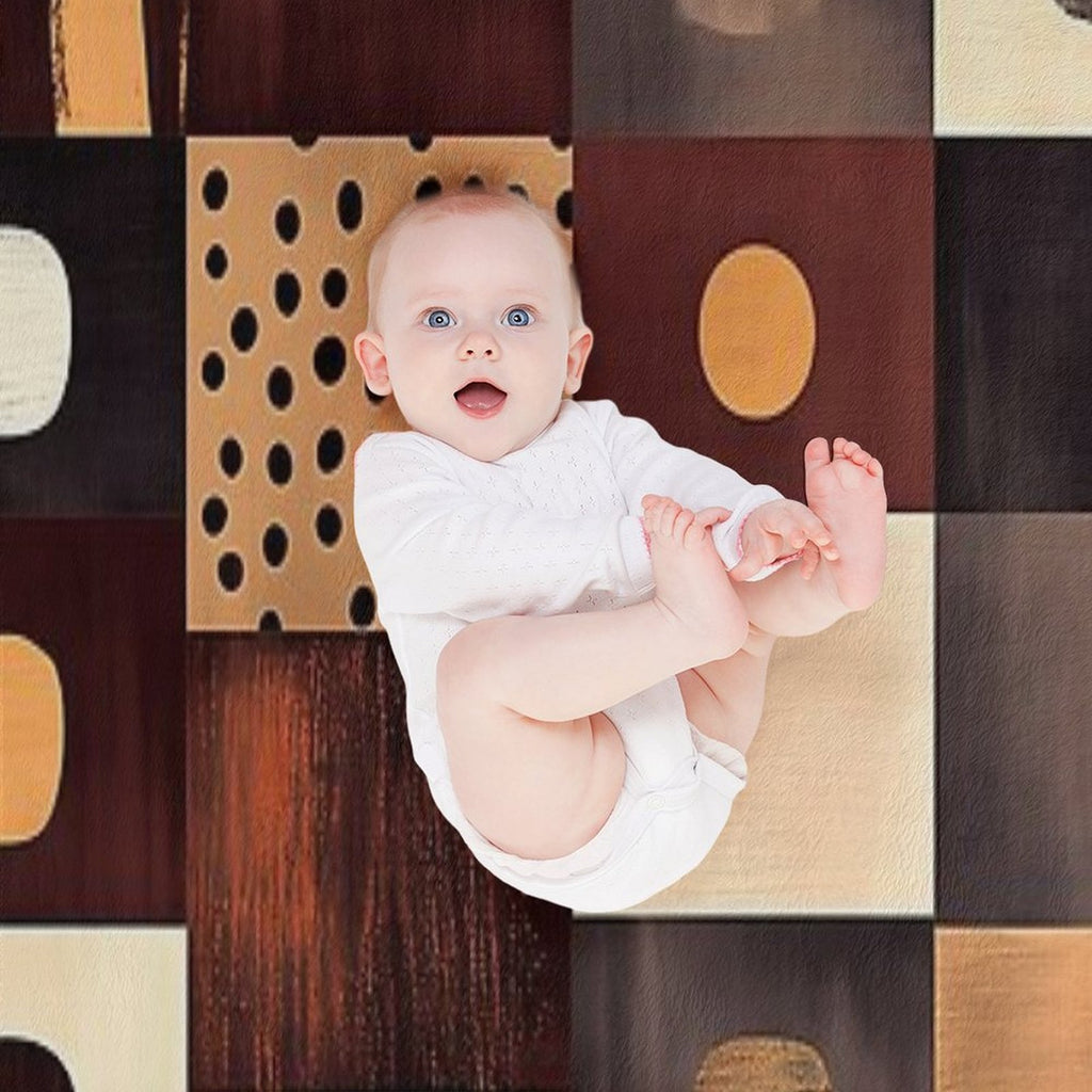 Abstract Rectangular Pattern in Burgundy, Cream, And Gold Wrinkle-free Throw Blanket