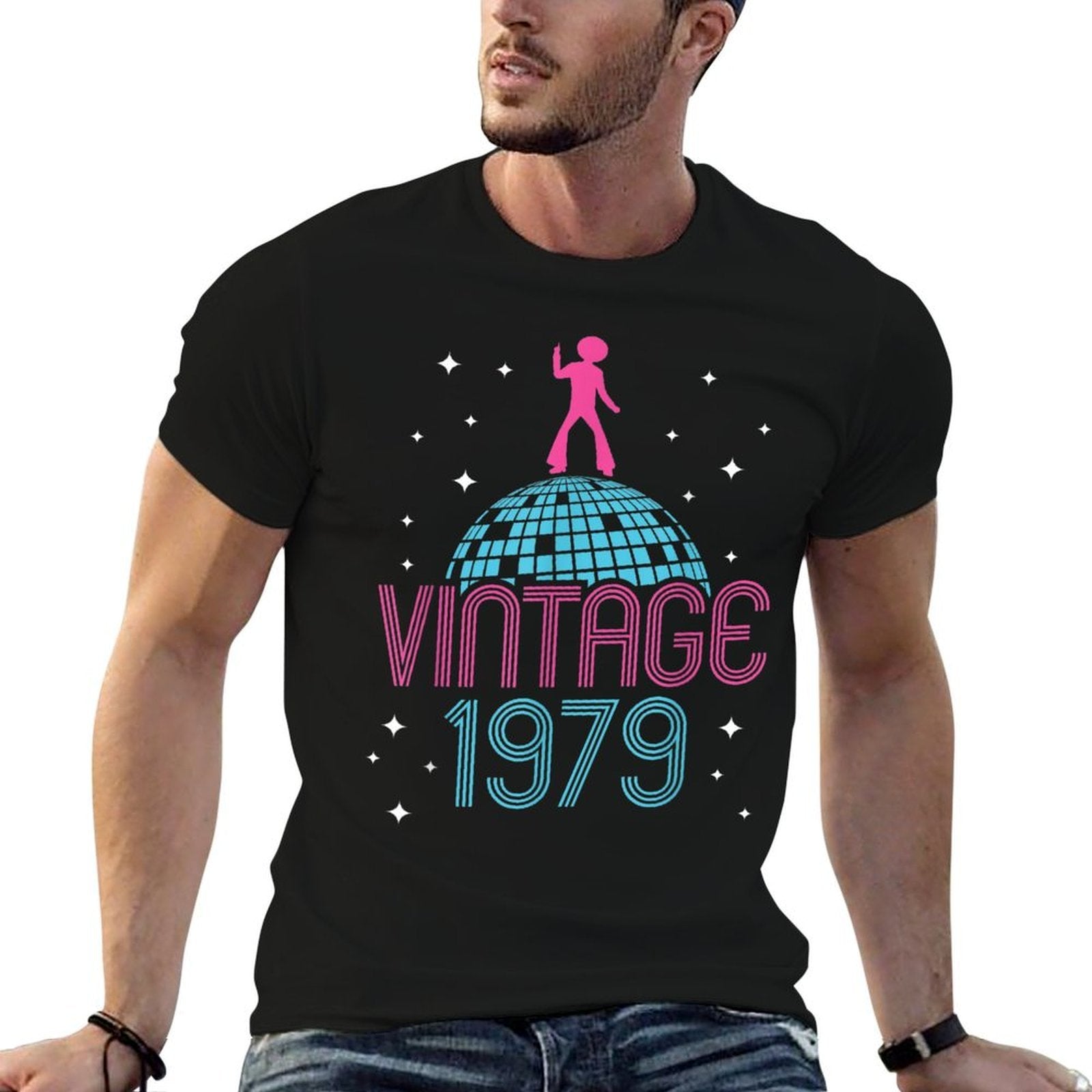 Vintage Style Dancing Retro Disco 1979 40th Birthday Gift  Easy-care T-Shirt