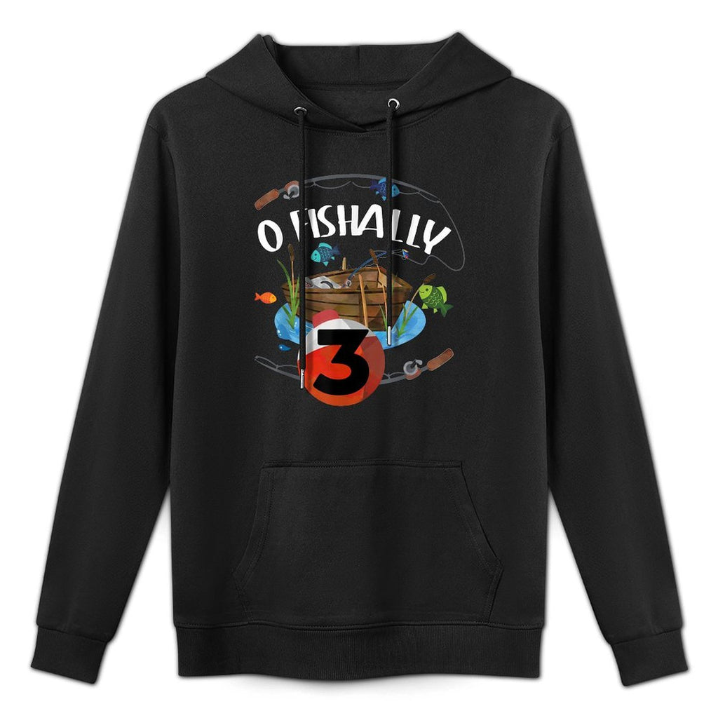 O-Fishally 3 Years Old Fisherman 3rd Birthday Fishing Kids Breathable Fabric Hoodie