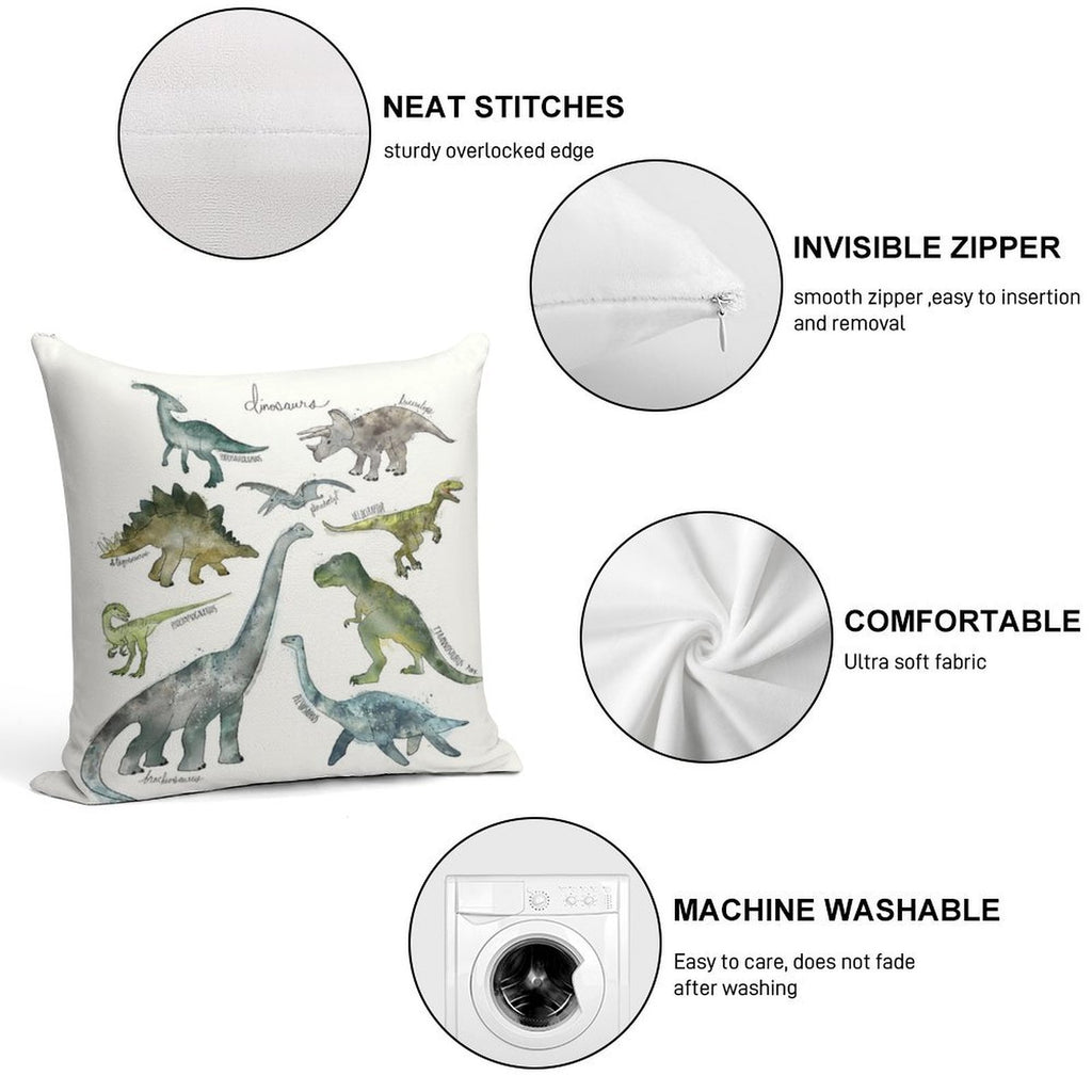 Dinosaurs Soft Skin-Friendly Throw Pillow