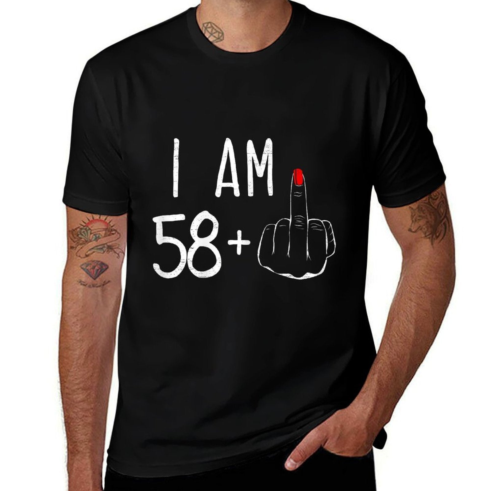 I Am 58 Plus 1 Middle Finger For A 59th Birthday For Women  Vintage-inspired T-Shirt