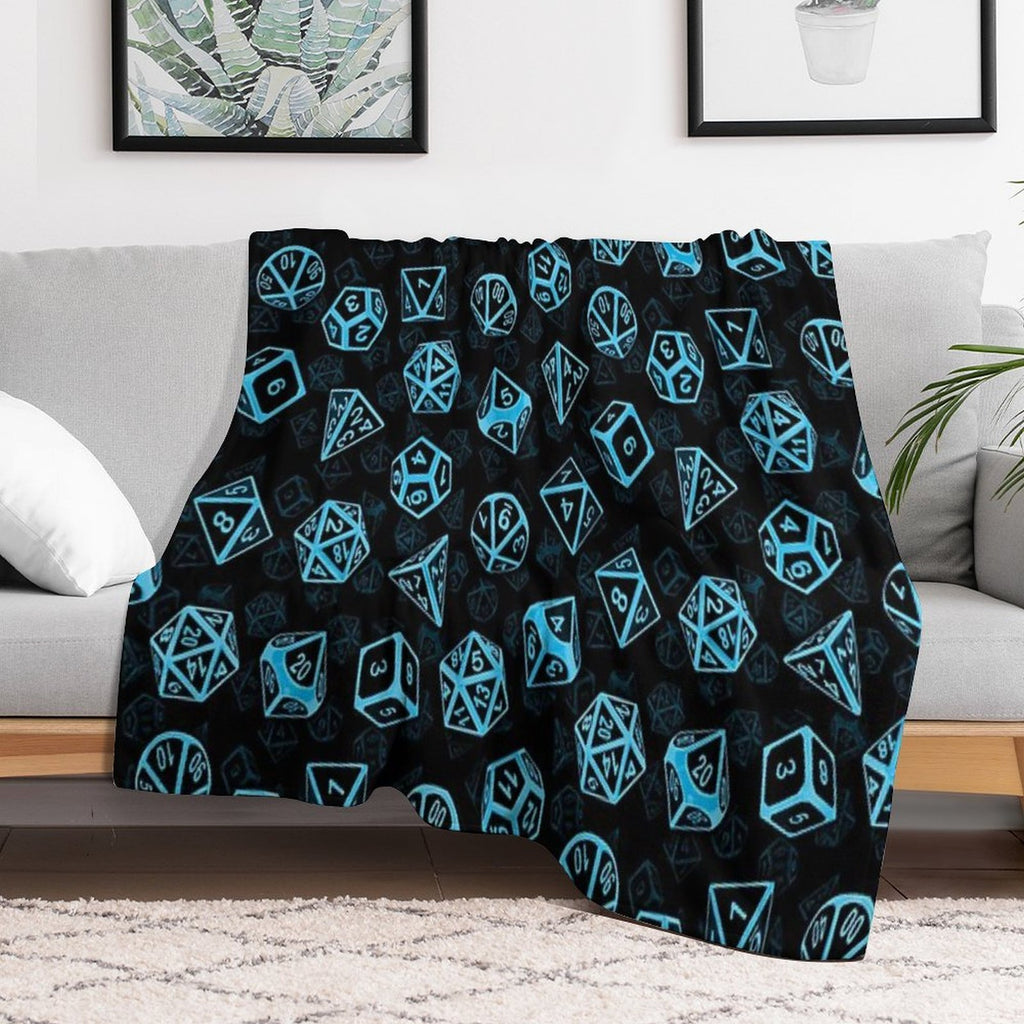 D20 Dice Set Pattern (Blue) Shrink-resistant Throw Blanket