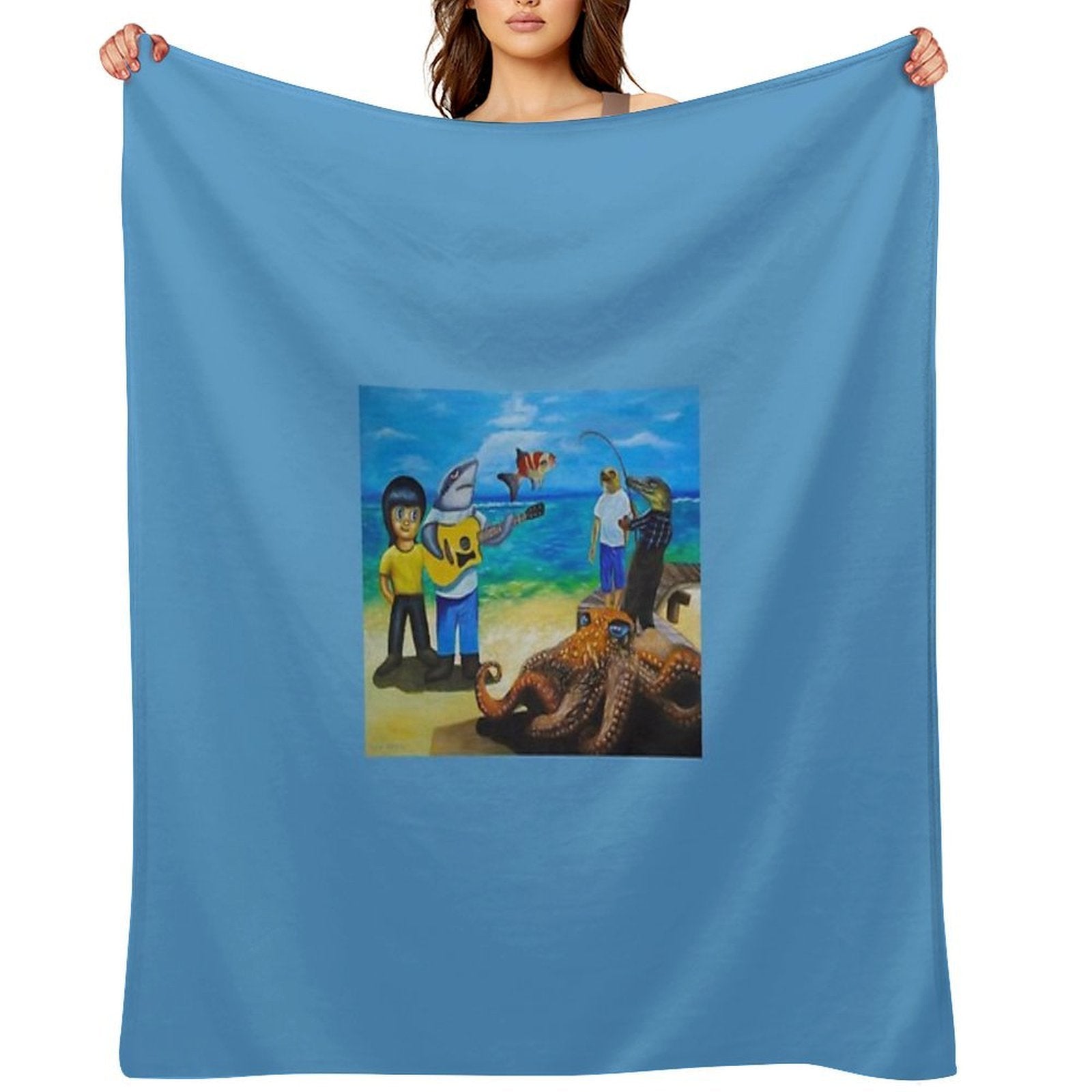Go to The Sea with My Friends 03 Lightweight Throw Blanket