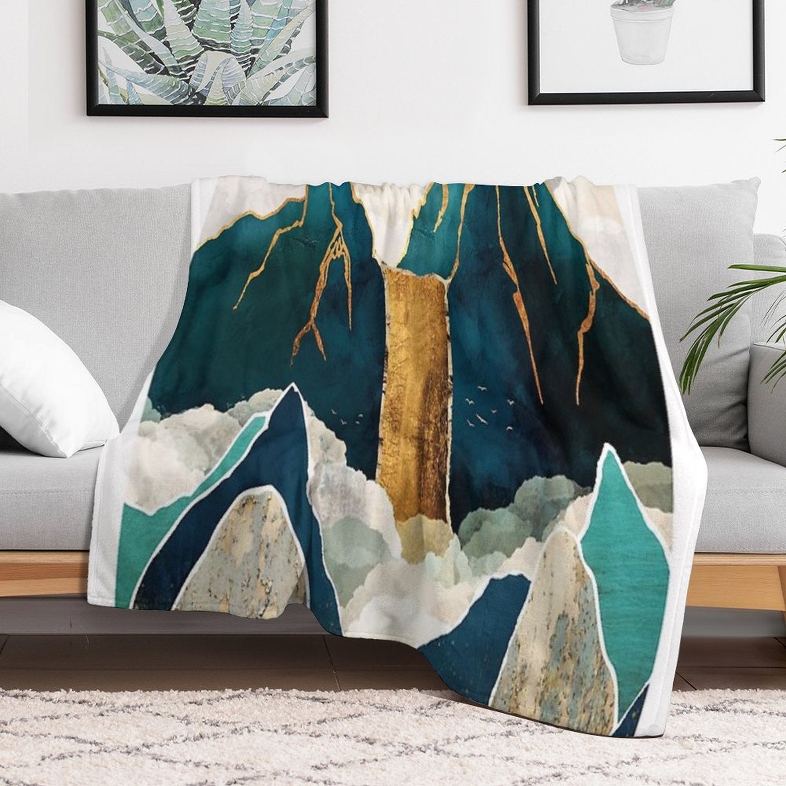 Golden Waterfall Comfort Throw Blanket