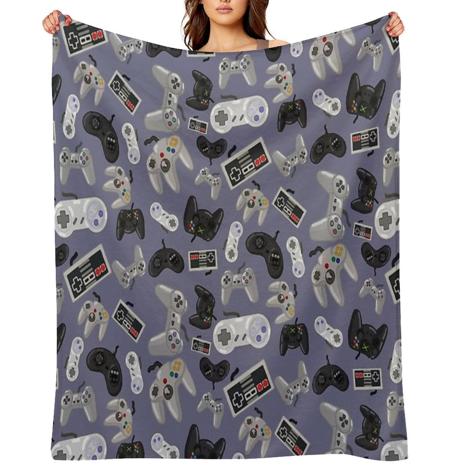 Old School Video Game Controllers - Repeating Pattern Gift-ready Throw Blanket