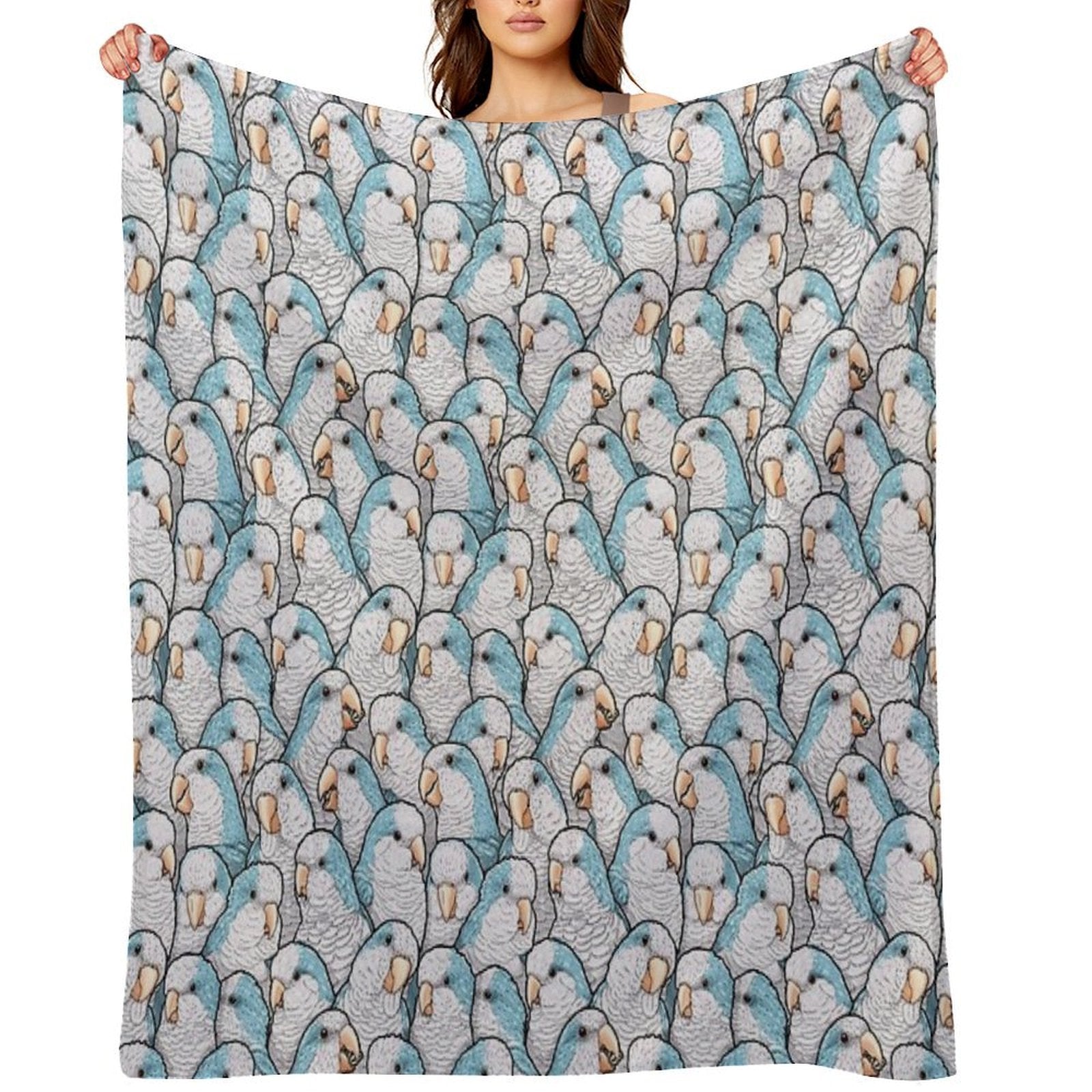 Blue Quaker Monk Parakeets Lightweight Throw Blanket