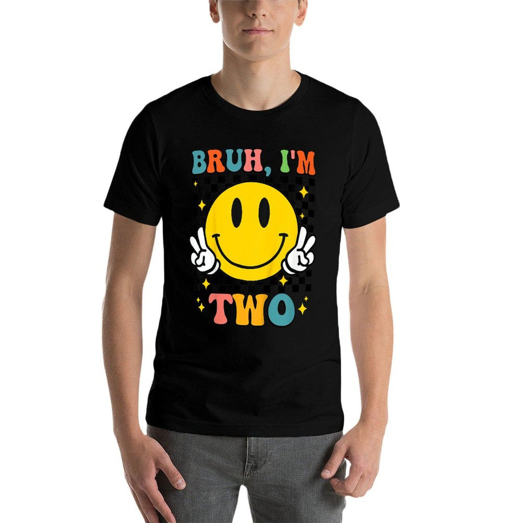 Kids Bruh I'm 2 2nd Birthday Boy Smile Face 2 Year Old Birthday  Relaxed-fit T-Shirt