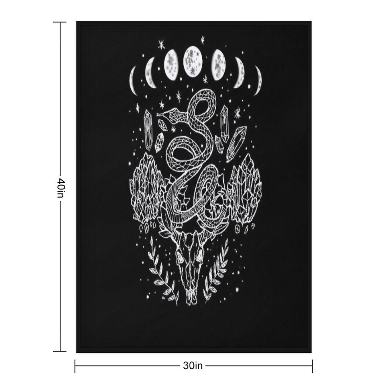 Moon Phases, Snakes, And Crystals Witchy Design Lightweight Throw Blanket
