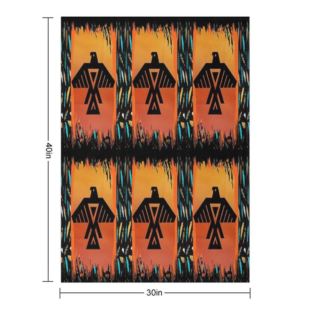 Eagle-Native American With Tribal Pattern Border Compact Throw Blanket