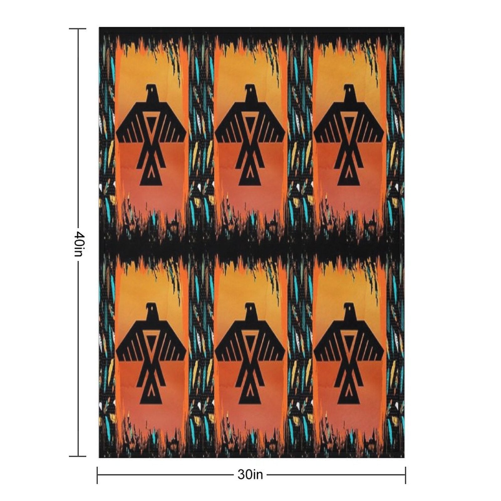 Eagle-Native American With Tribal Pattern Border Compact Throw Blanket