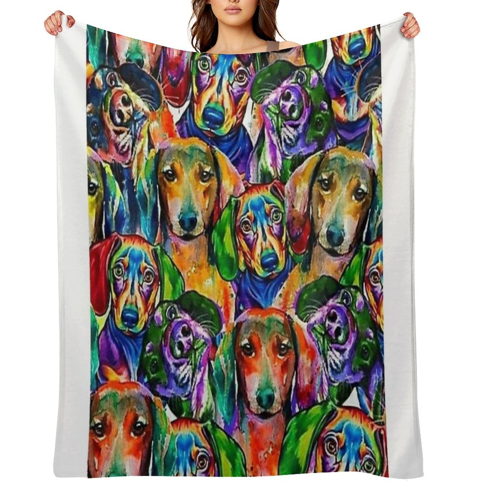 Dachshund Dog Collage Wrinkle-free Throw Blanket