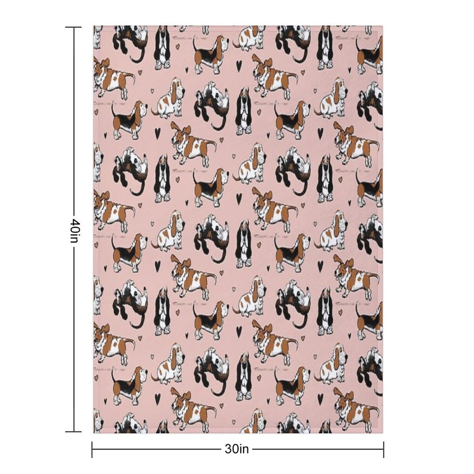 Basset Buddies on Pale Pink Compact Throw Blanket