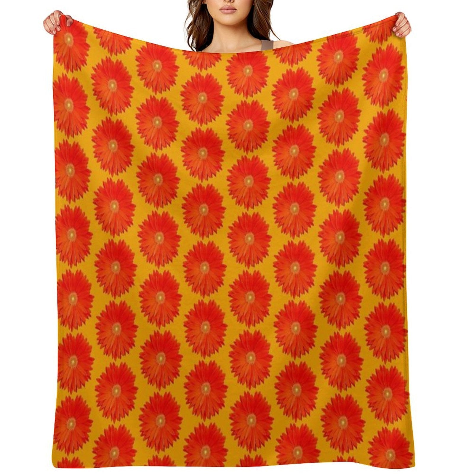 Orange Gebera Flower Anti-pilling Throw Blanket
