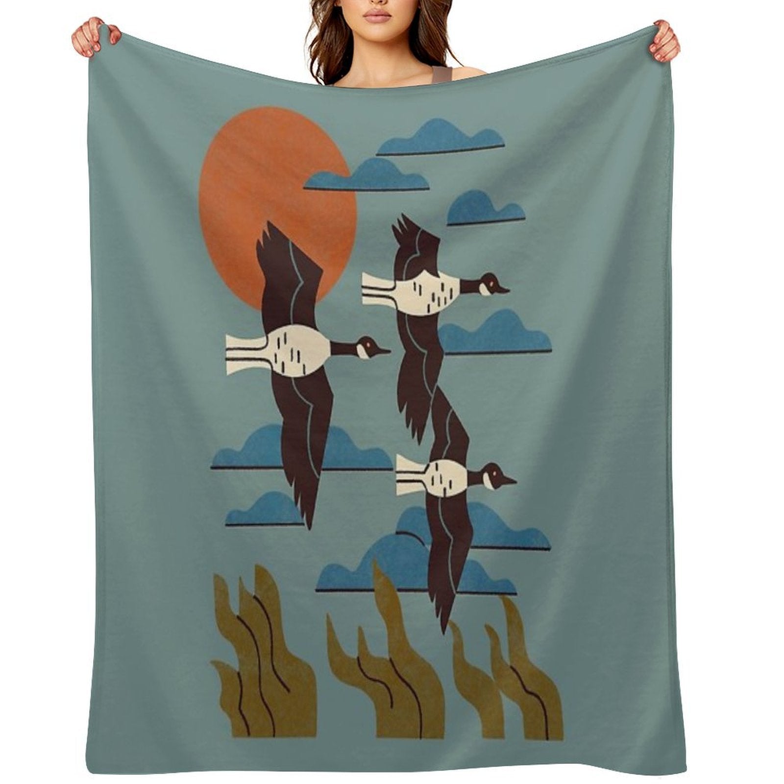 Geese Flying South Durable Throw Blanket