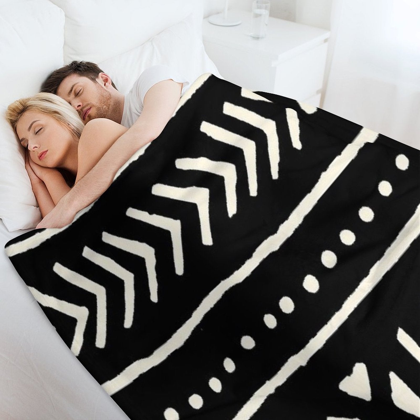 African Mud Cloth Black And White Comfort Throw Blanket