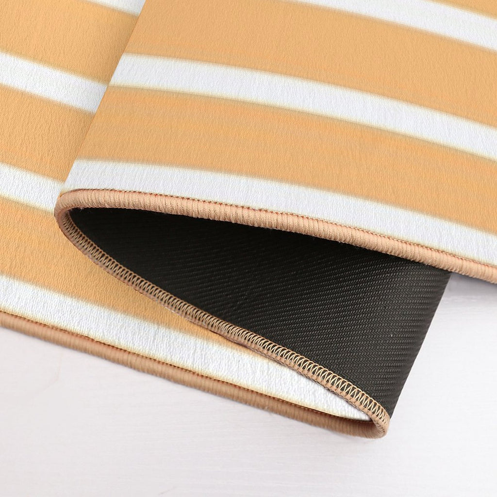 Apricot Orange And White Horizontal Stripes  Versatile Bath Mat
