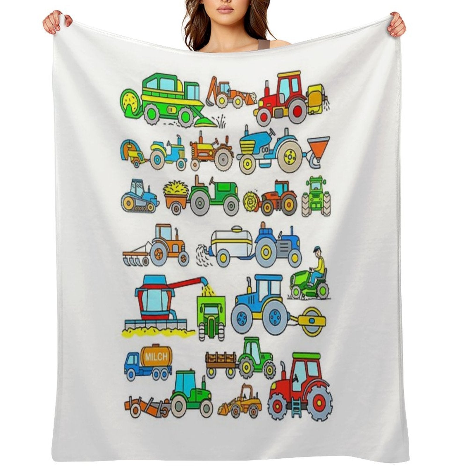 Tractors Farm Vehicles Compact Throw Blanket