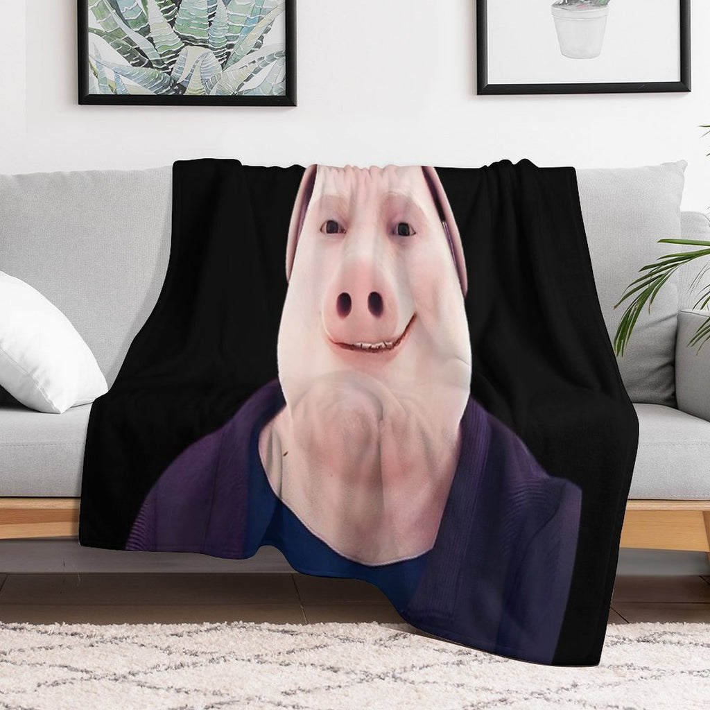 John Pork Smiling Wrinkle-free Throw Blanket