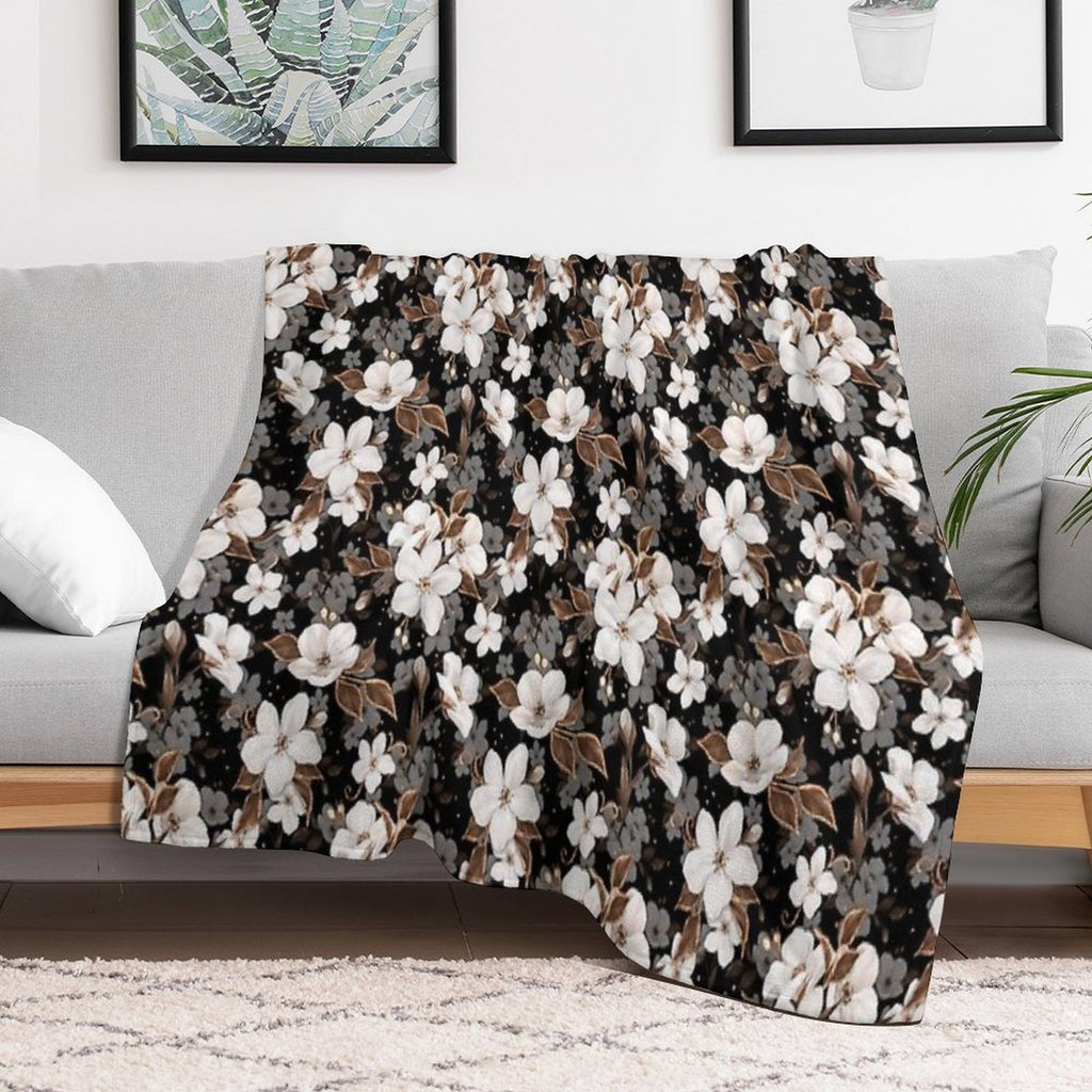 Apple Flowers. Decorative Floral Pattern Sustainable Throw Blanket