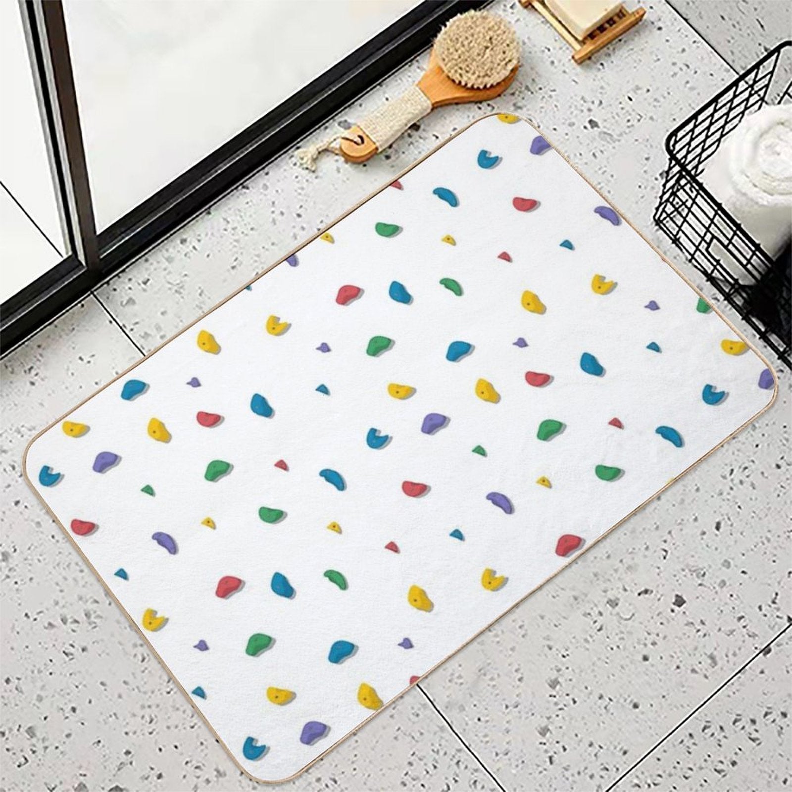 Rock Climbing Boulder Hold Pattern  Fade-Resistant Bath Mat