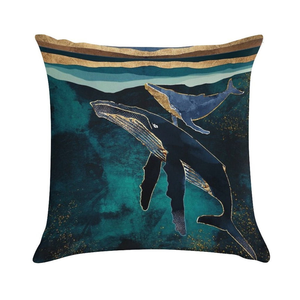 Moonlit Whales Soft Bedroom Essential Throw Pillow